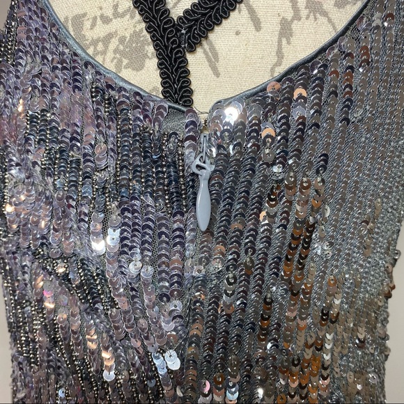 Bebe Sequined Silver Dress Size 6 - Picture 4 of 9